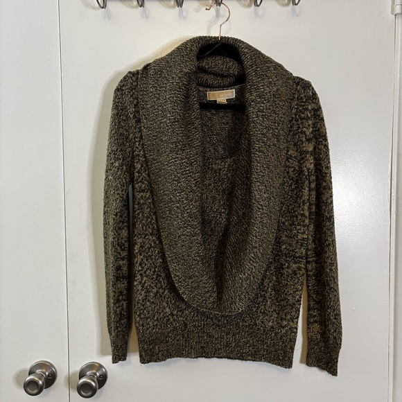 Michael Kors Brown Cowl Neck Sweater with Textured Knit - Picture 6 of 16